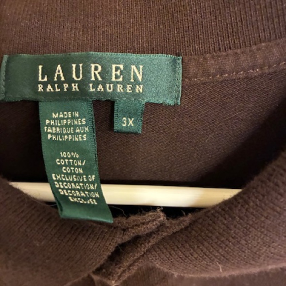 Lauren Ralph Lauren Dark Brown Cotton Polo 3X - Picture 2 of 7